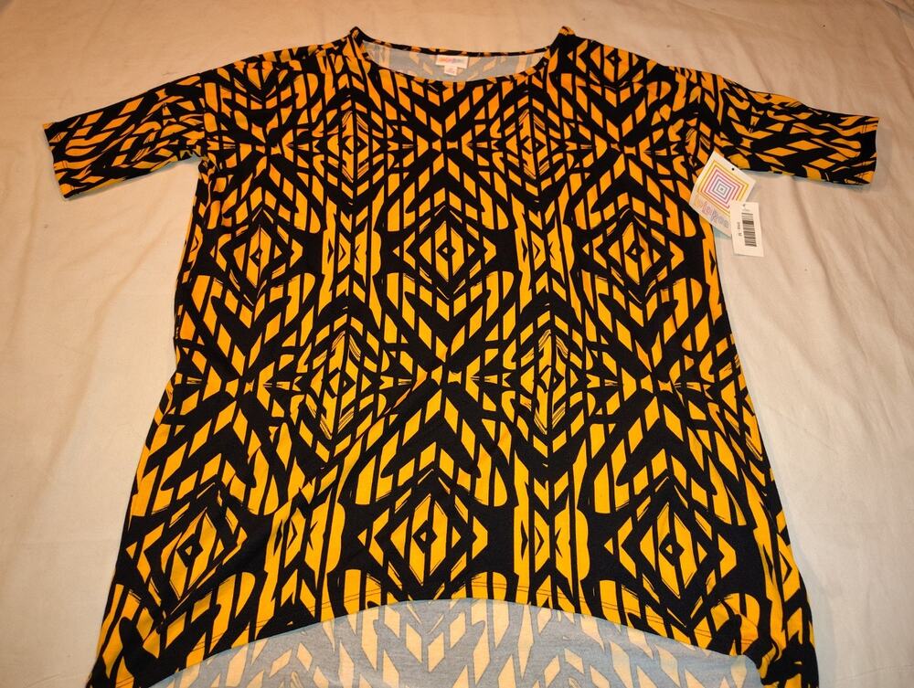 Lularoe Irma Tunic Shirt Women's Size Medium M Abstract Black Yellow NWT NEW